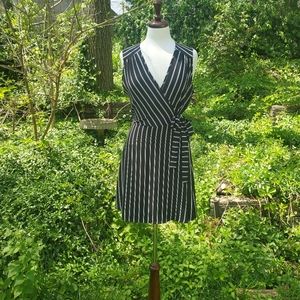 Striped mini wrap dress